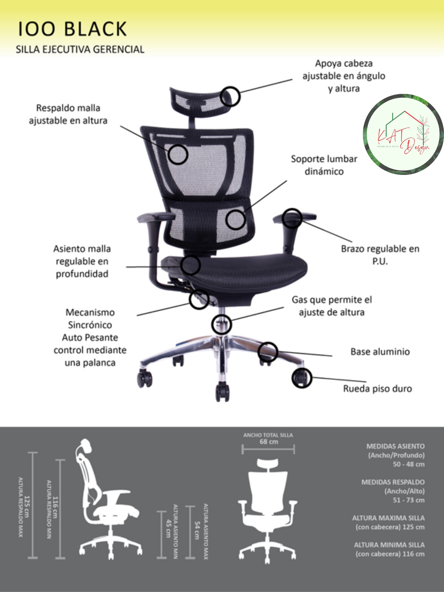 Silla Alta Gama 100 Black