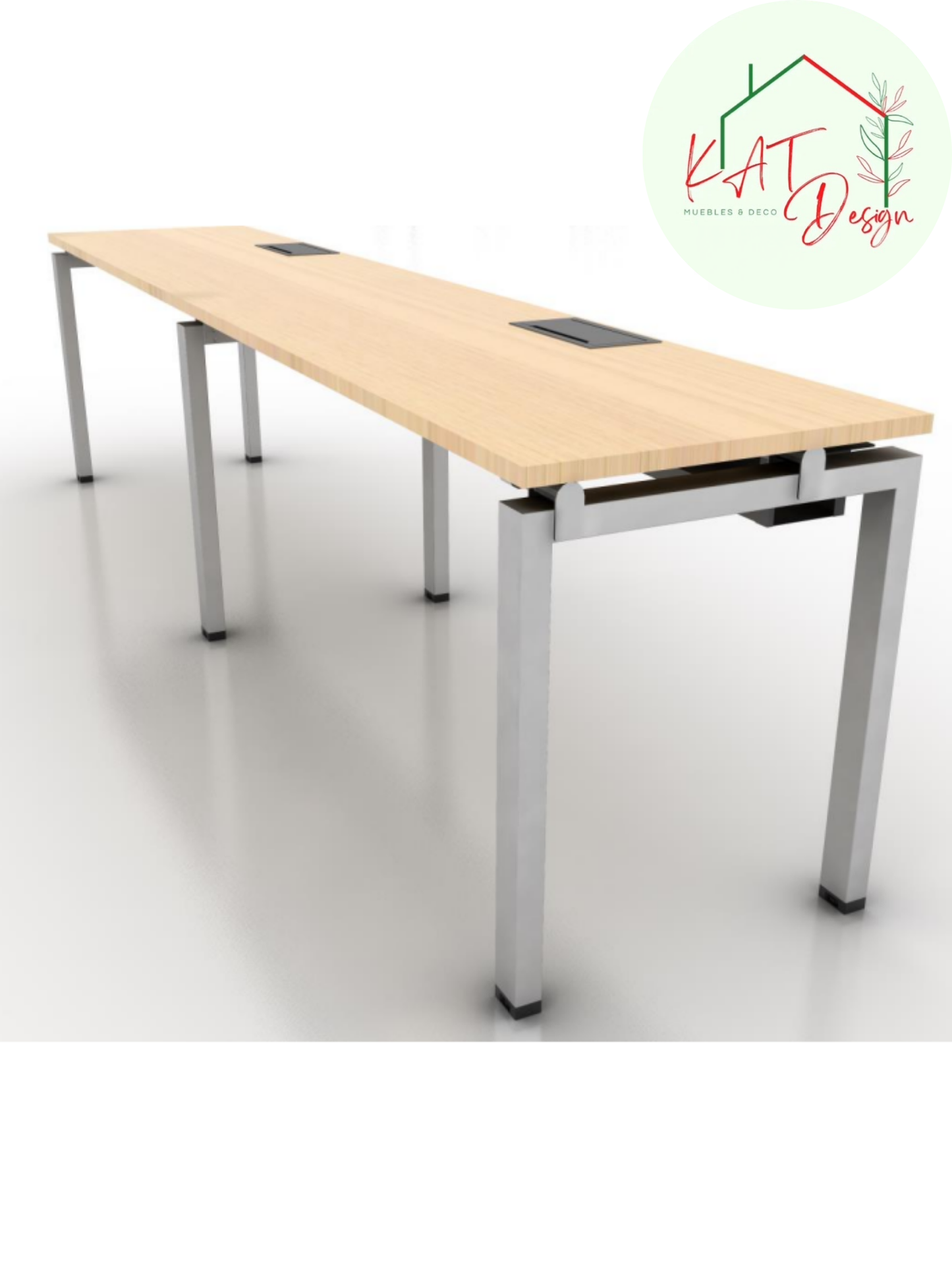 2 Puestos De Trabajo Linea Simple Tipo Bench + Tapa Electrica 20 x 10