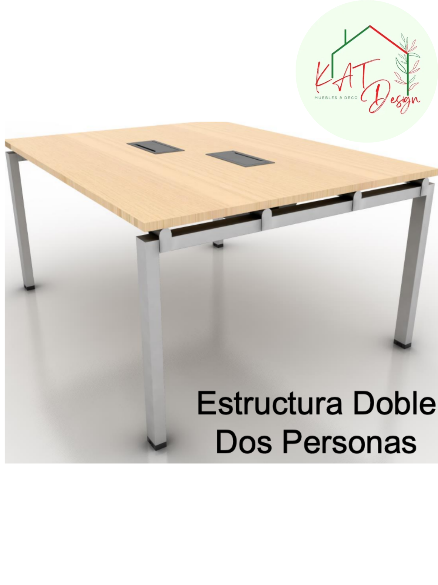 2 Puestos De Trabajo Linea Simple Tipo Bench + Tapa Electrica 20 x 10