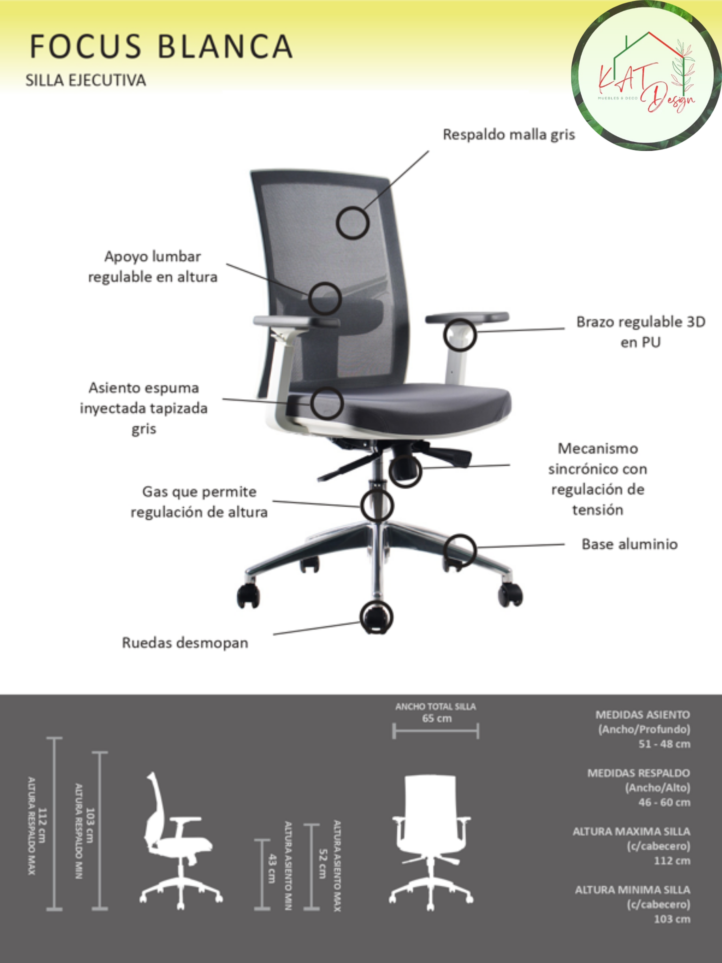 Silla Profesional Focus Blanca