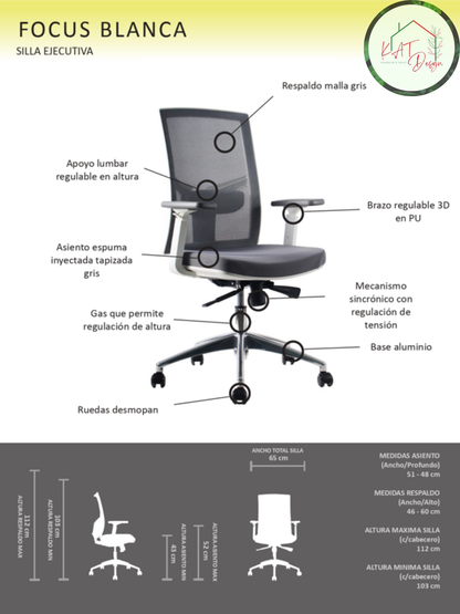 Silla Profesional Focus Blanca
