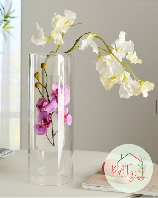 Arreglo decorativo de orquídeas rosas y blancas ARTIFICIAL